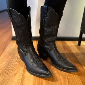 Women’s black leather cowboy boots